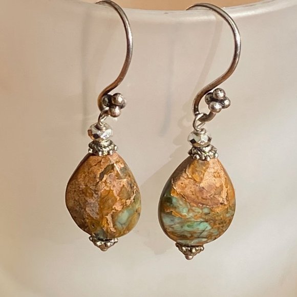 Jasper Earrings, Brown And Green Earrings, Natural Stone Earrings Boho Hippie - Picture 8 of 16